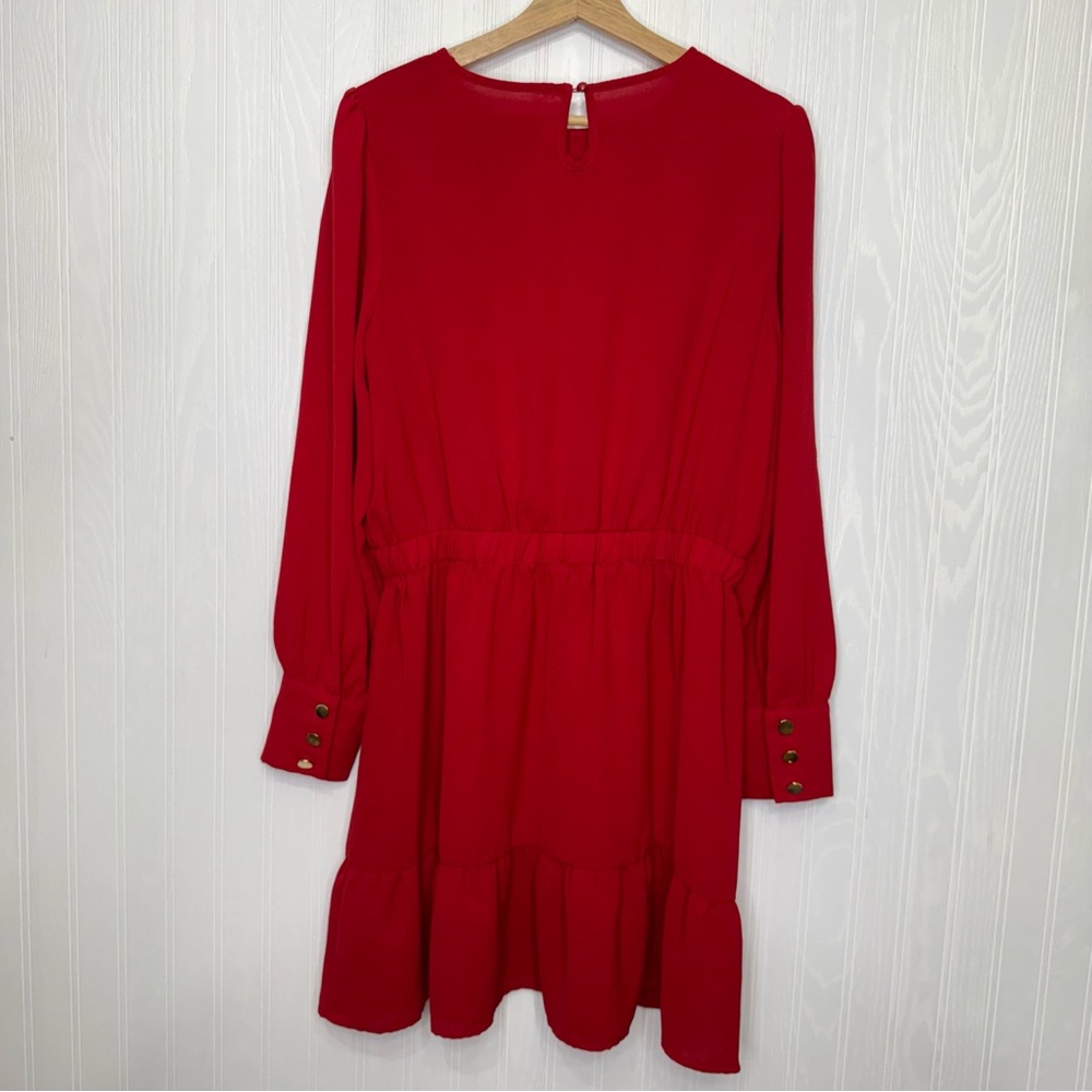Cupshe red long sleeve dress with ruffle size XL - Picture 6 of 11